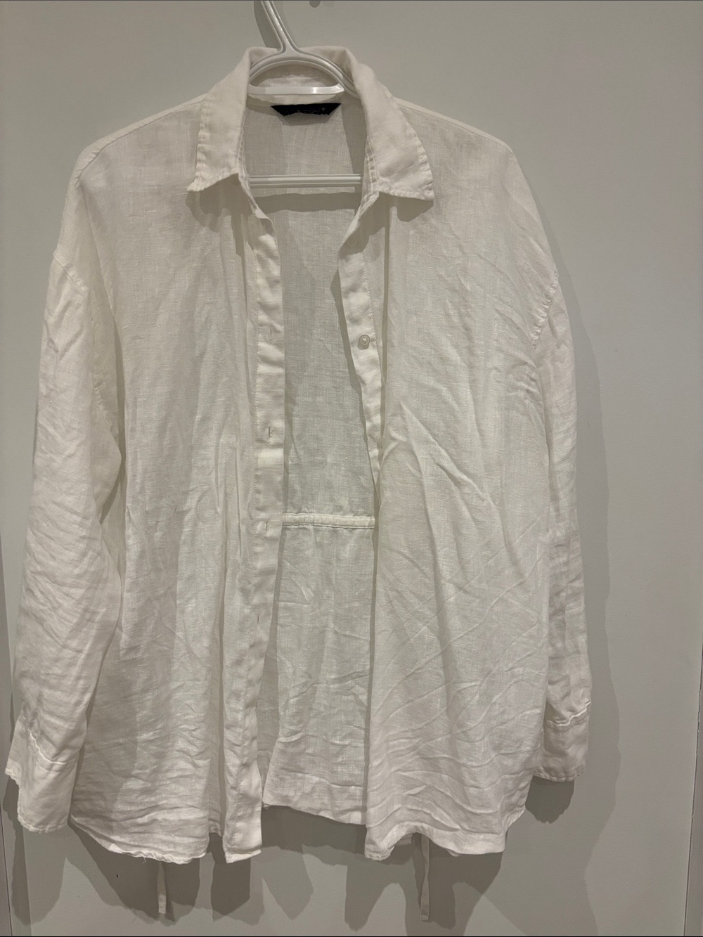 Women’s Lightweight White Linen Button-Up Shirt Jacket